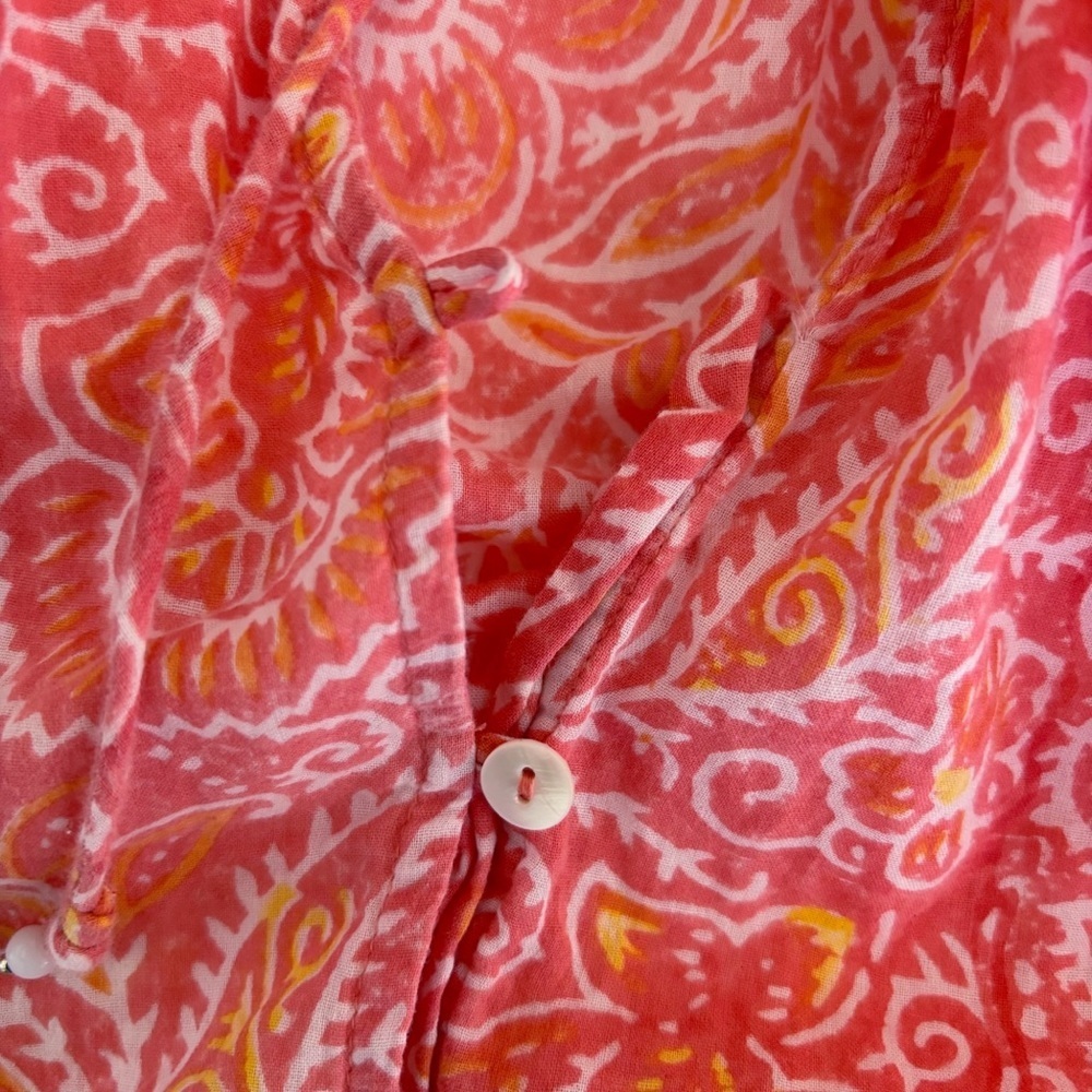 Cleobella Coral Blossom Block Print Blouse Medium Summer Boho - Picture 7 of 9